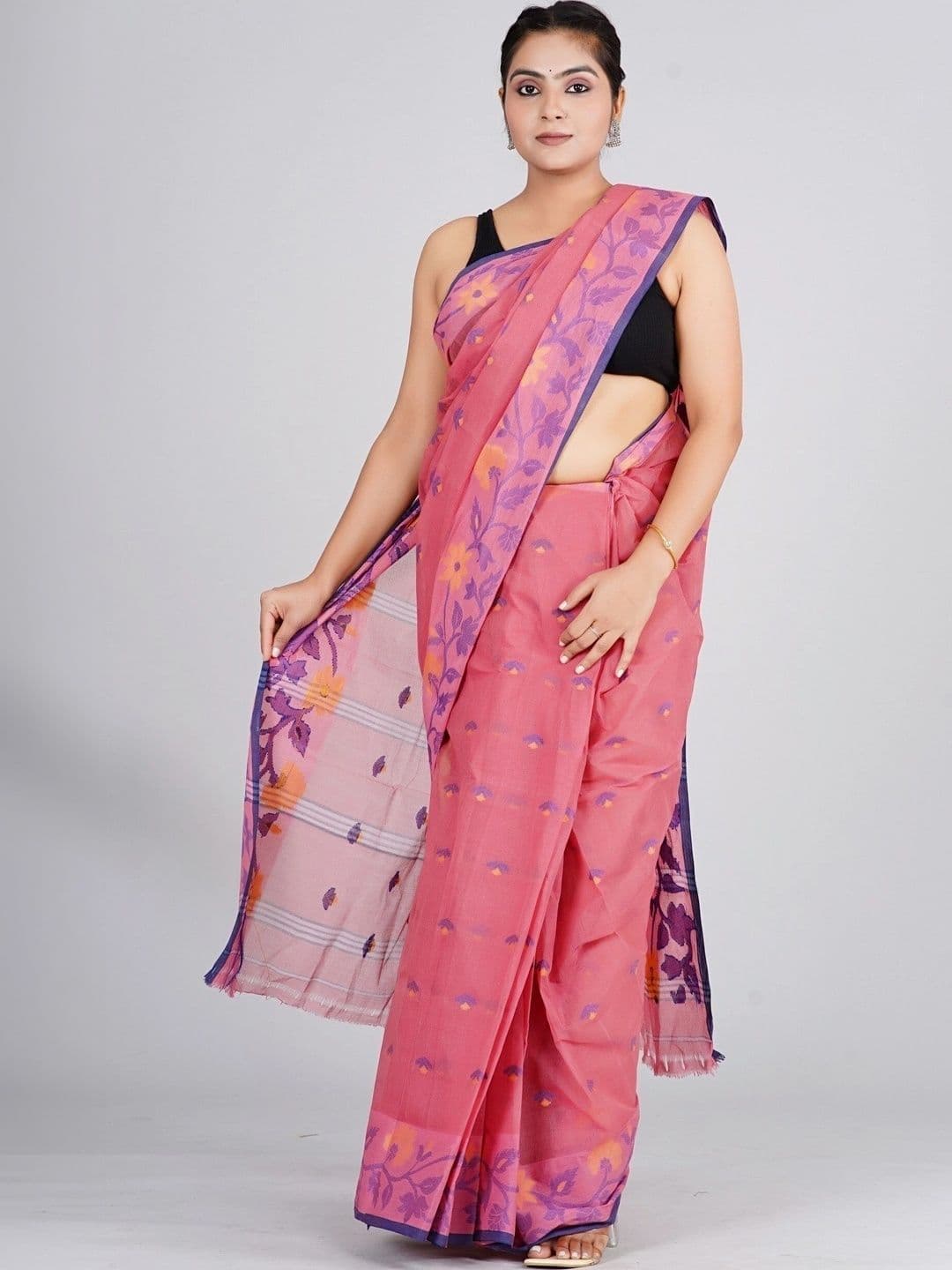 TANTSHREE Floral Pure Cotton Saree - view 1