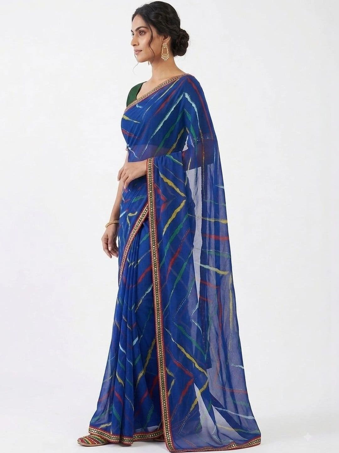 DEVI FASHIONS LLP Leheriya Poly Georgette Saree thumbnail 3