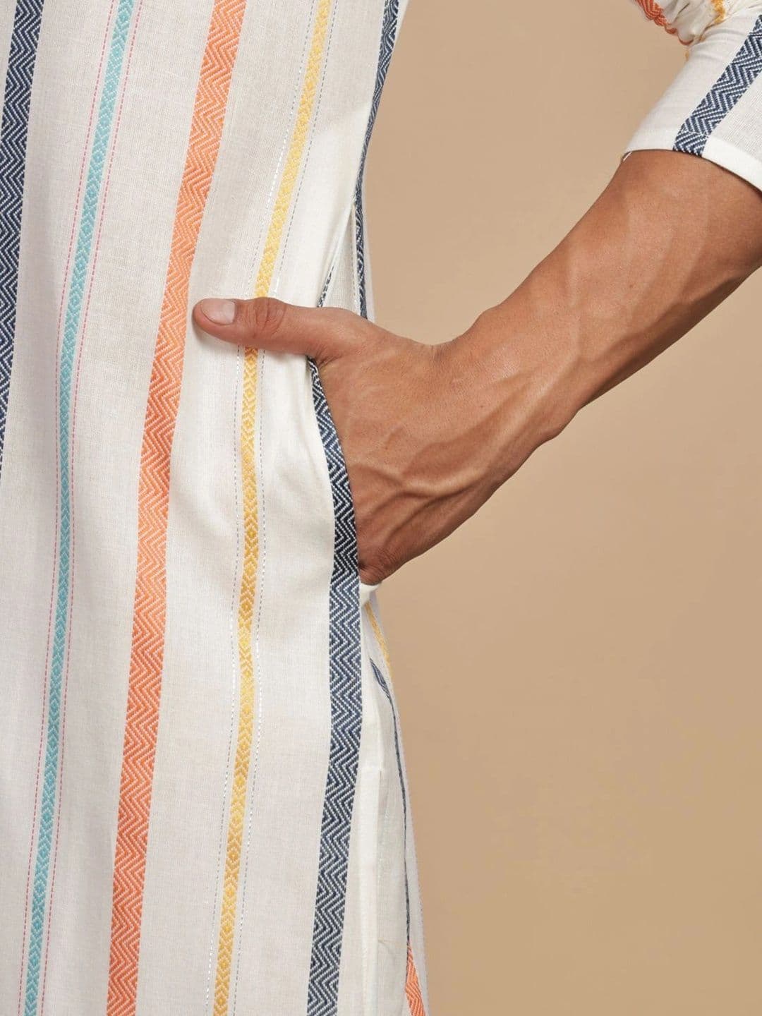 Anouk Men Cotton Striped Kurta thumbnail 3