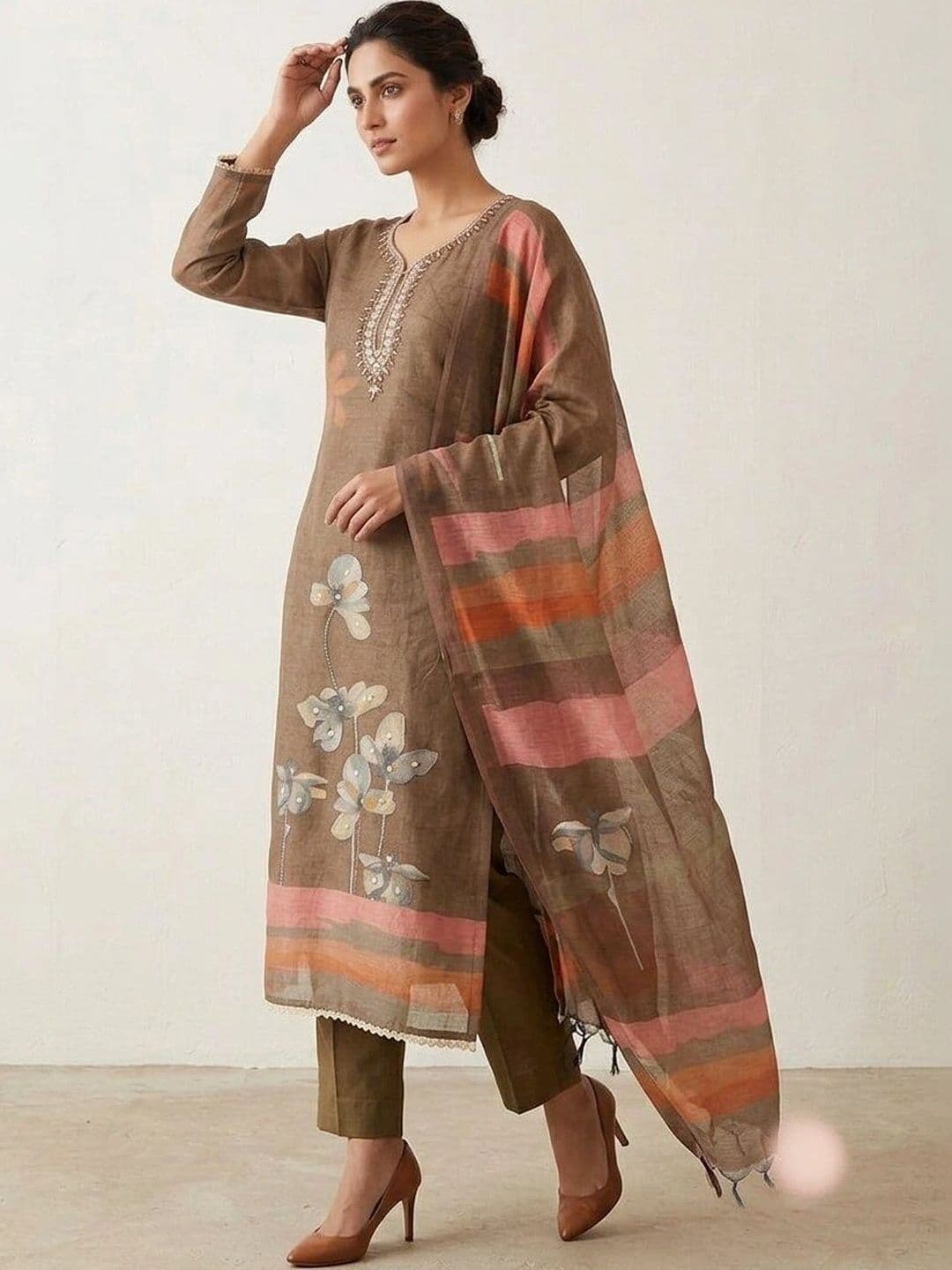 WaCraz Printed Pure Cotton Semi-Stitched Dress Material thumbnail 7