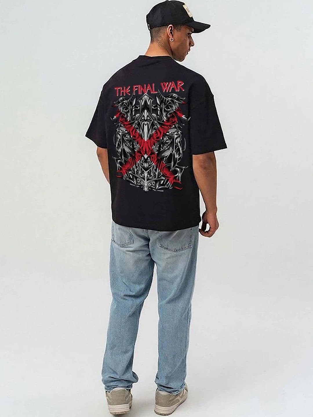 Mast & Harbour Men Printed Drop-Shoulder Sleeves T-shirt thumbnail 5