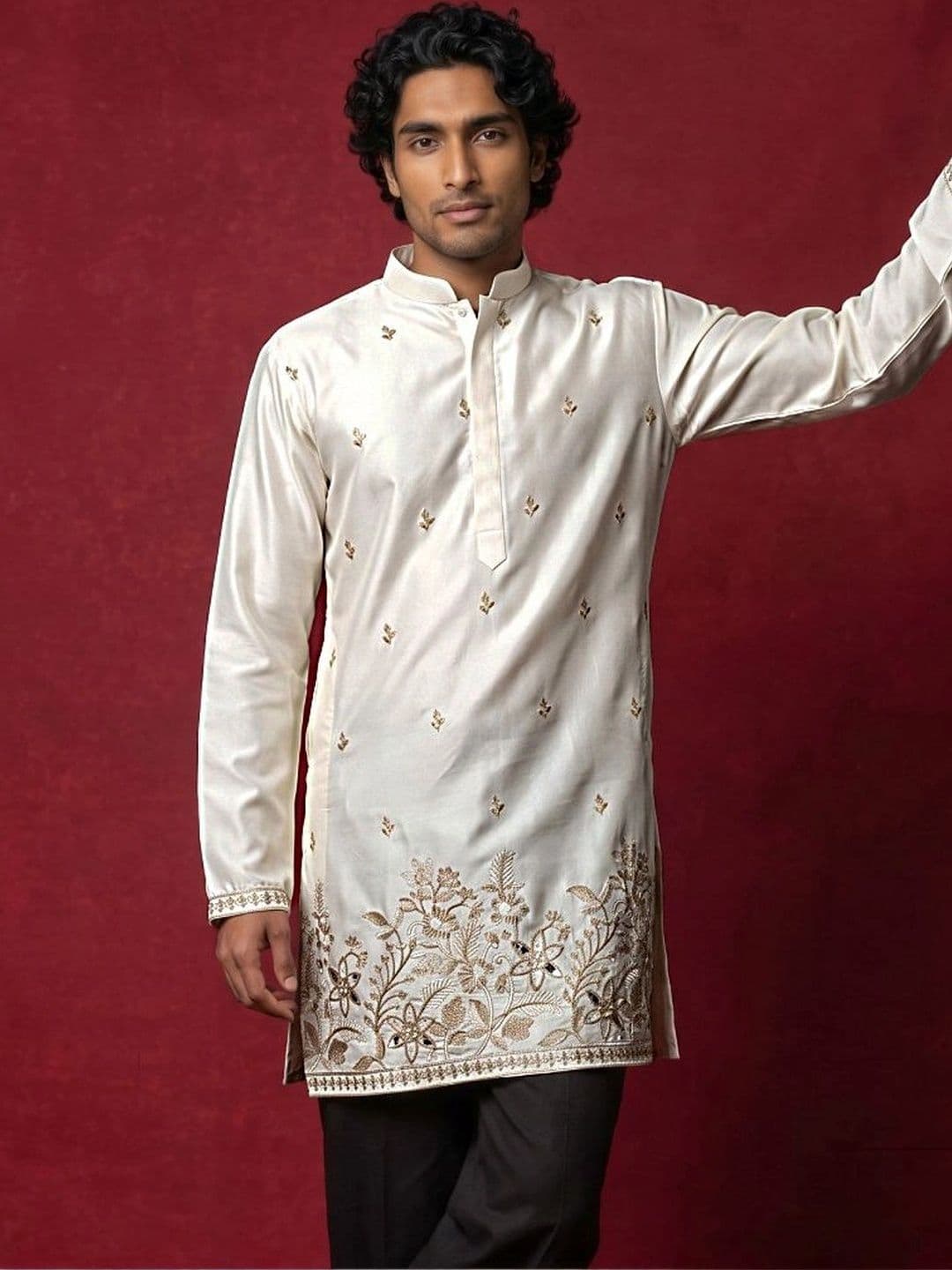 Jompers Men Embroidered Thread Work Kurta thumbnail 2