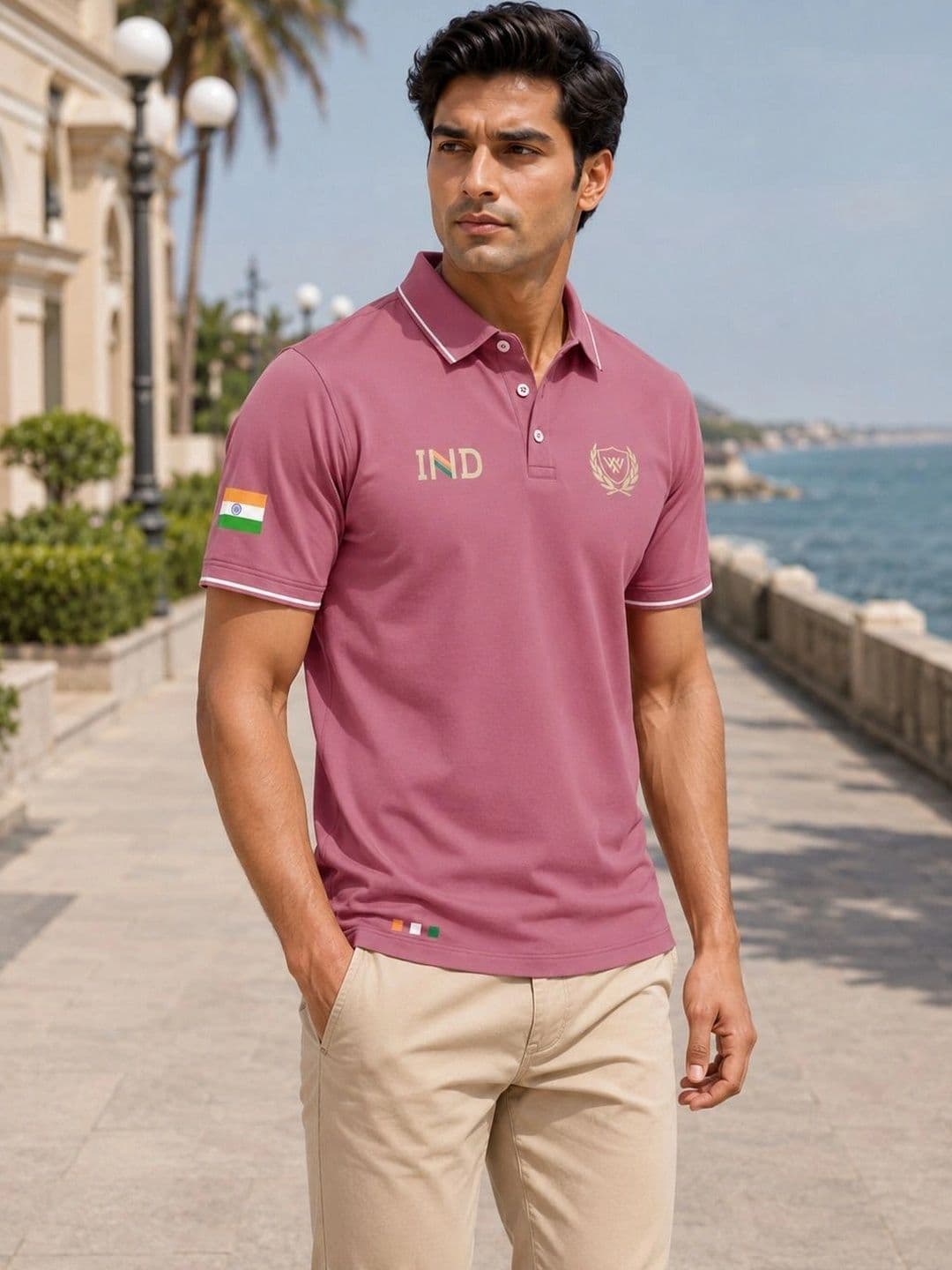 Warrior World Men Printed Polo Collar T-shirt thumbnail 4
