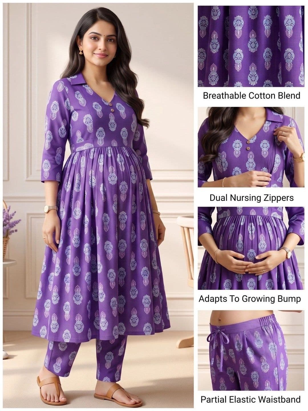 DUMMY SHAPE Women Ethnic Motifs Printed Empire Kurta with Trousers thumbnail 7
