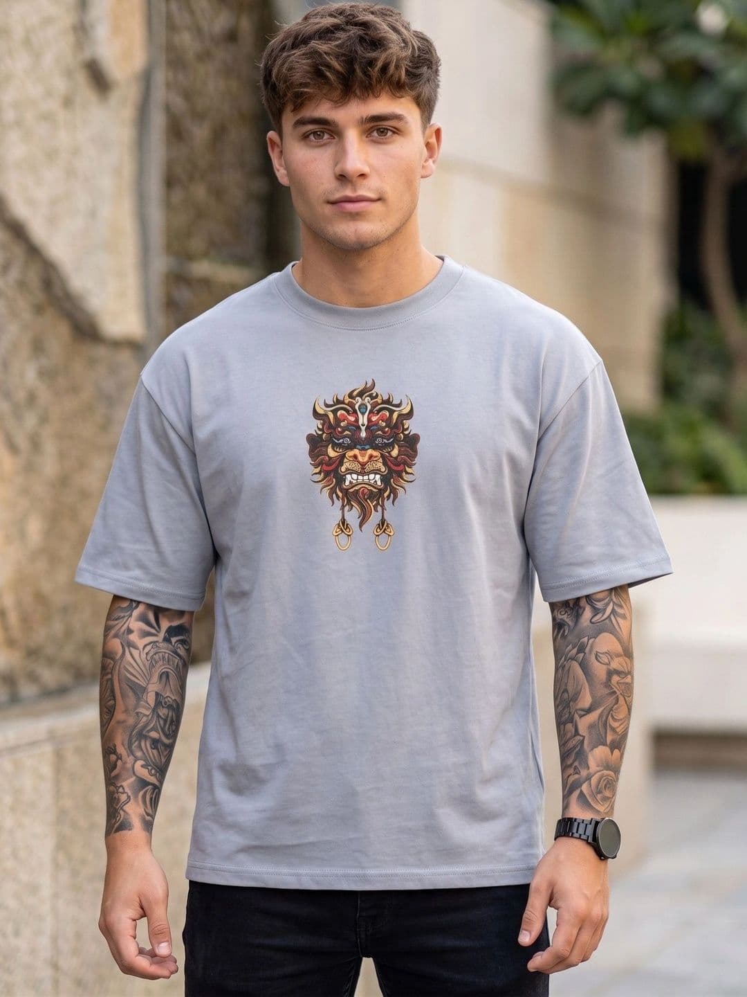 BAESD Men Printed Drop-Shoulder Sleeves T-shirt - view 1
