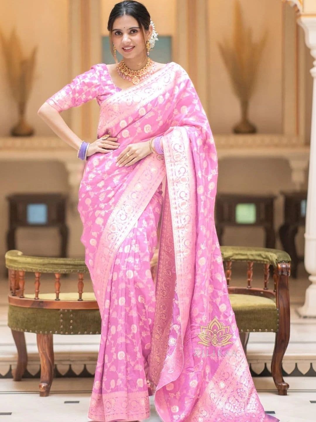 revika Woven Design Zari Art Silk Designer Kanjeevaram Saree - view 1