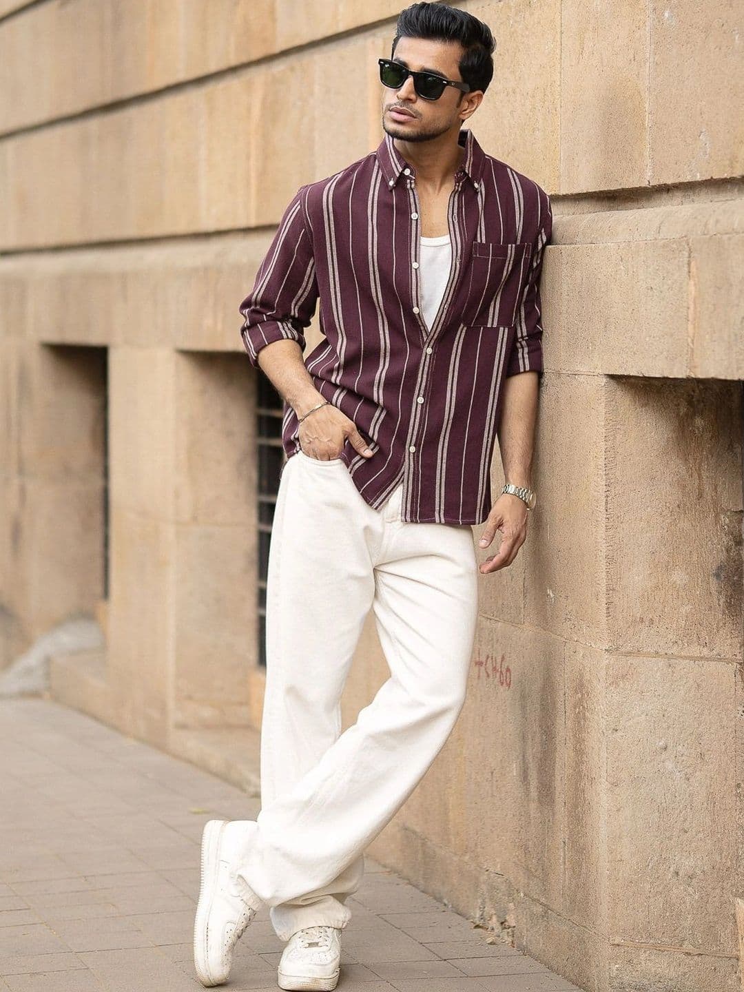 Powerlook Men Striped Spread Collar Cotton Casual Shirt thumbnail 6