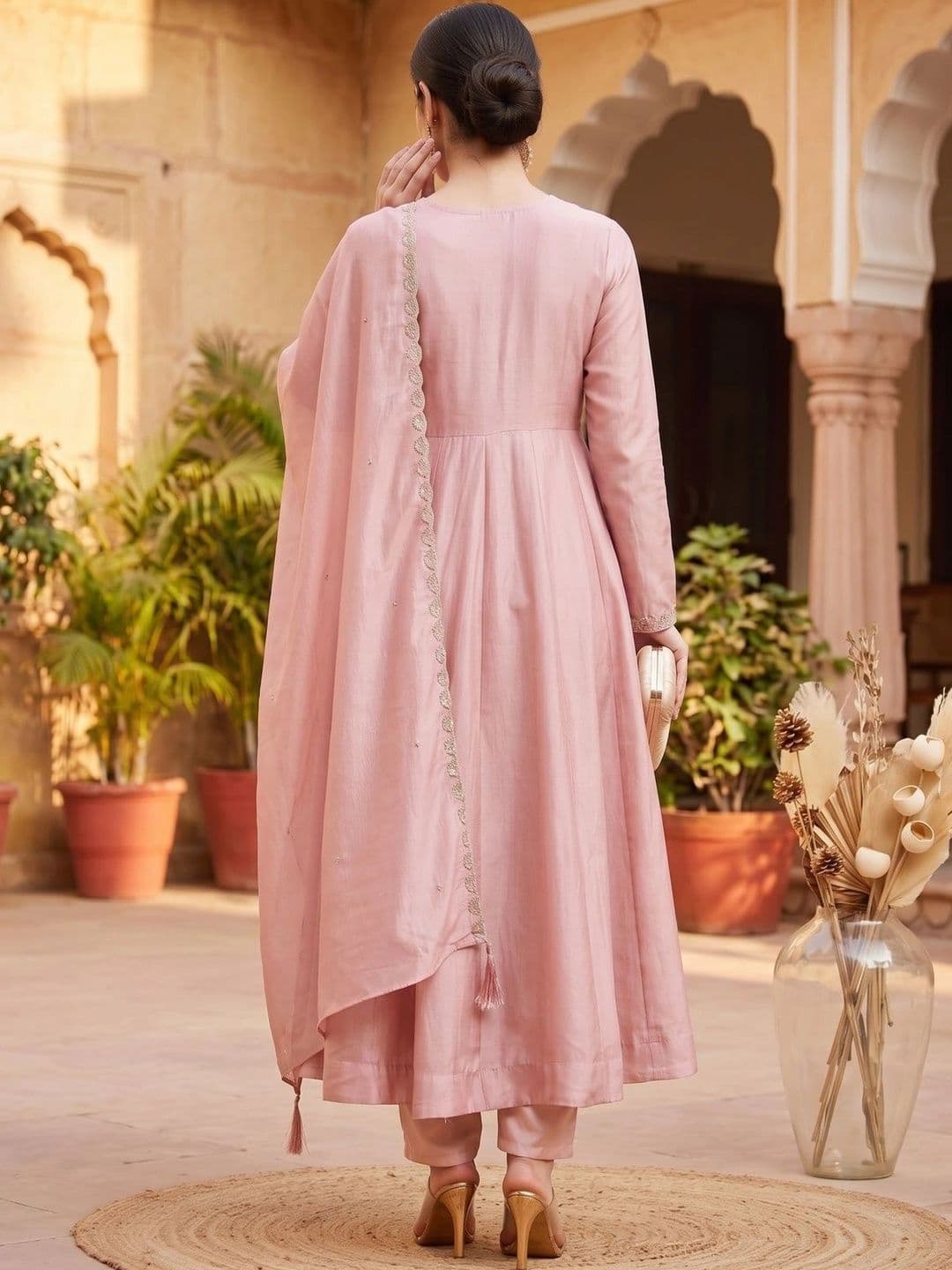 KALINI Women Ethnic Motifs Embroidered Empire Kurta with Trousers & With Dupatta thumbnail 5