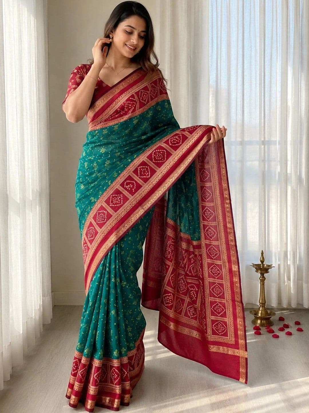 NARIVESH TRENDS Bandhani Zari Saree - view 1