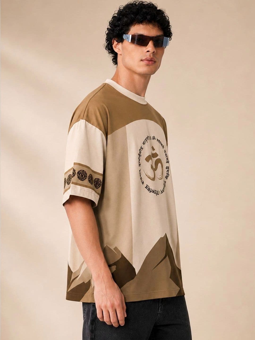 Leotude Men Printed Drop-Shoulder Sleeves T-shirt thumbnail 2