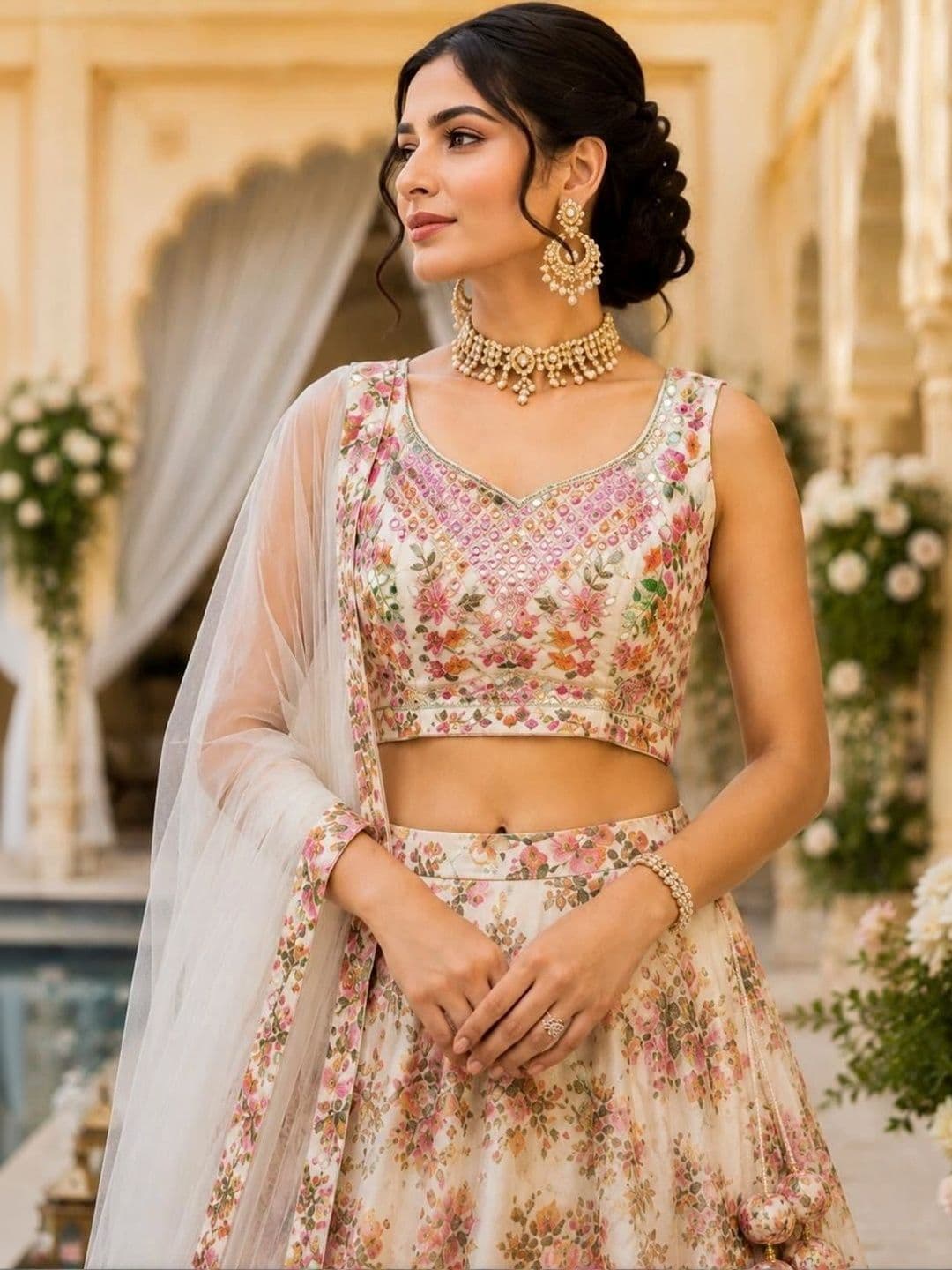 Indi Kal Embroidered Sequinned Ready to Wear Lehenga & Blouse With Dupatta thumbnail 3