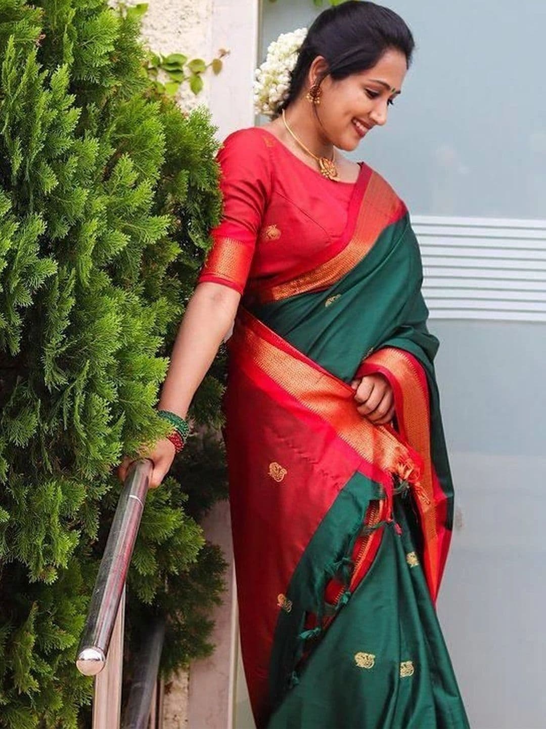 revika Woven Design Zari Art Silk Designer Kanjeevaram Saree thumbnail 6