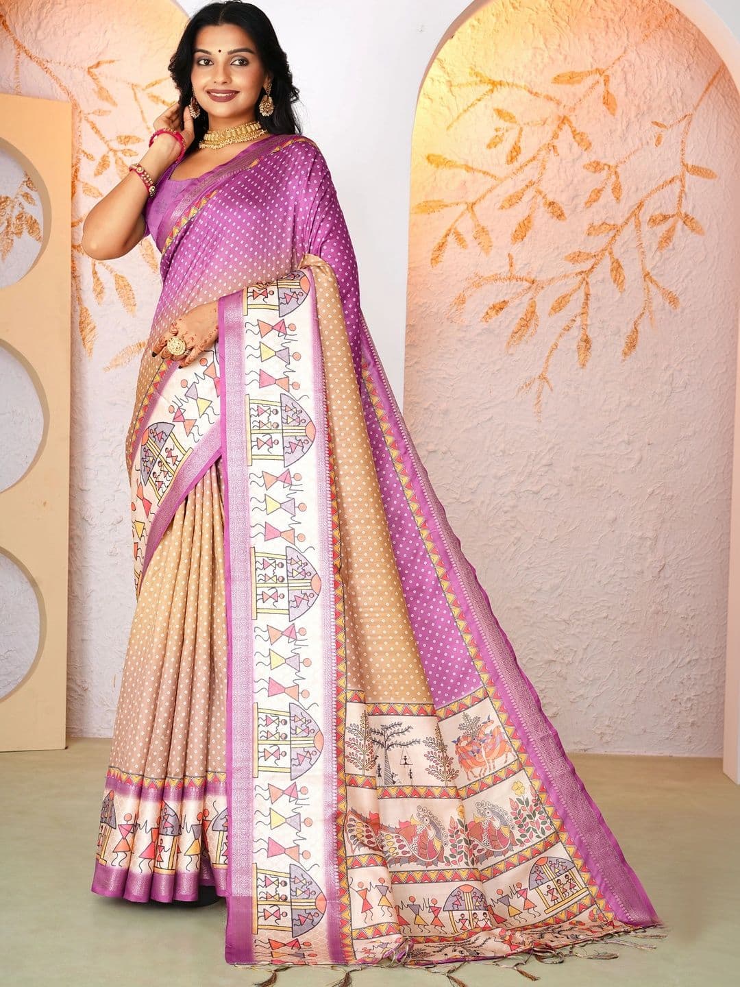 NARIVESH TRENDS Warli Silk Blend Saree - view 1