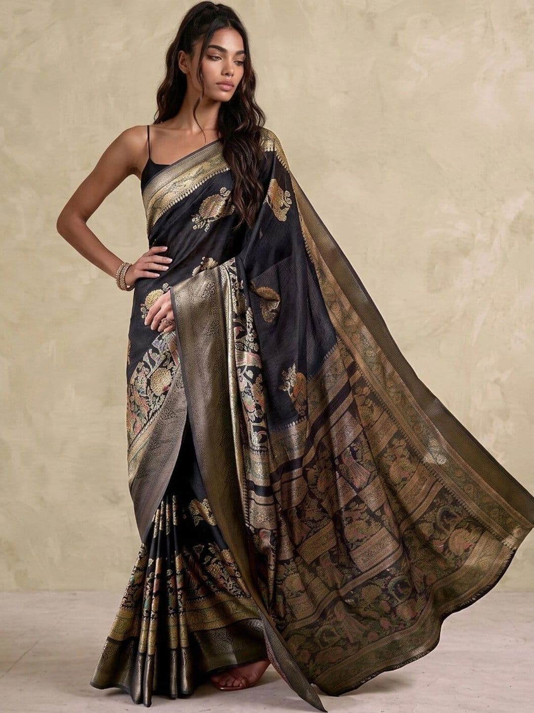 SAARA Woven Design Zari Silk Blend Saree thumbnail 2