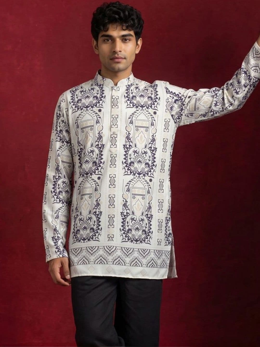 Jompers Men Ethnic Motifs Printed Kurta thumbnail 3