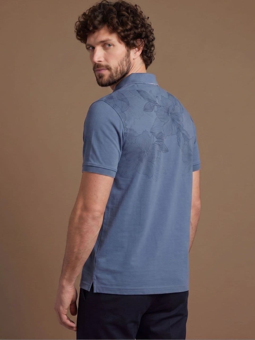 Roadster Men Floral Printed Polo Collar T-shirt thumbnail 6