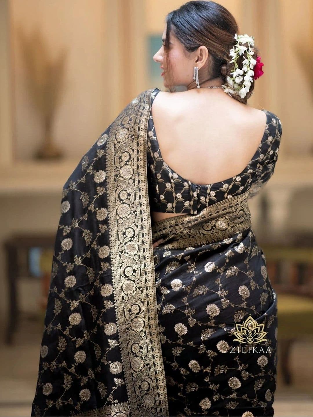 revika Woven Design Zari Art Silk Designer Kanjeevaram Saree thumbnail 6