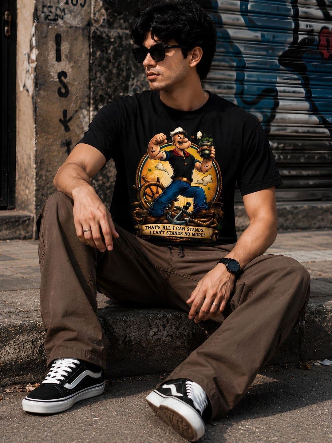 THESEVENLOOK Men Popeye Printed T-shirt thumbnail 2