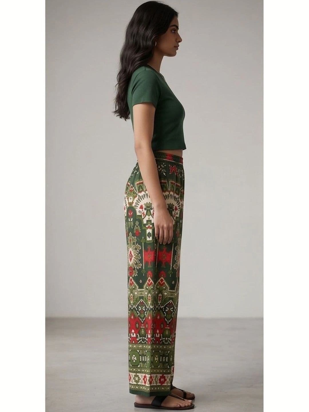 AVEE FASHION Women Ethnic Motifs Printed Knitted Ethnic Palazzos thumbnail 4