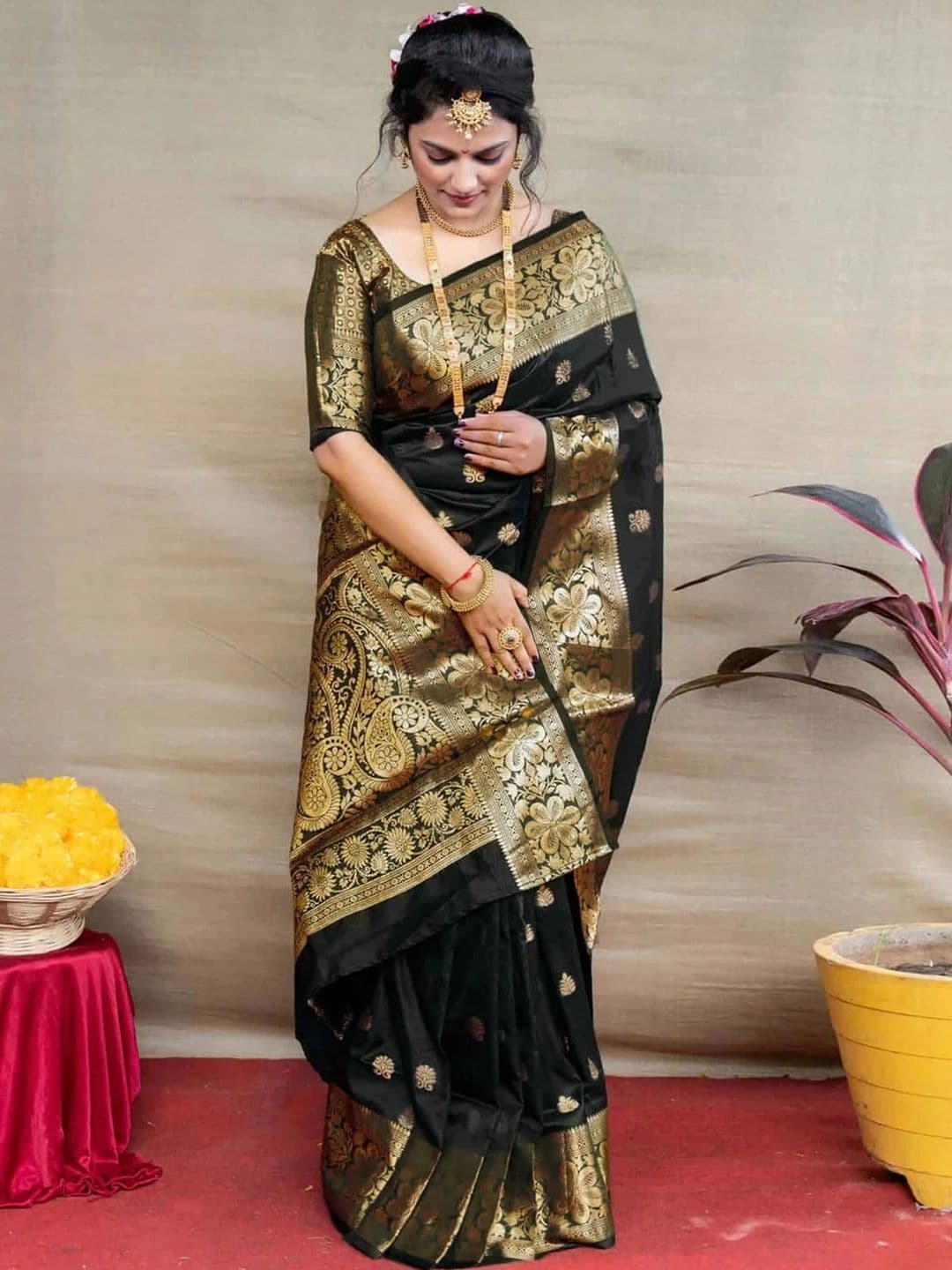VYOM CREATION Woven Design Zari Art Silk Banarasi Saree - view 1