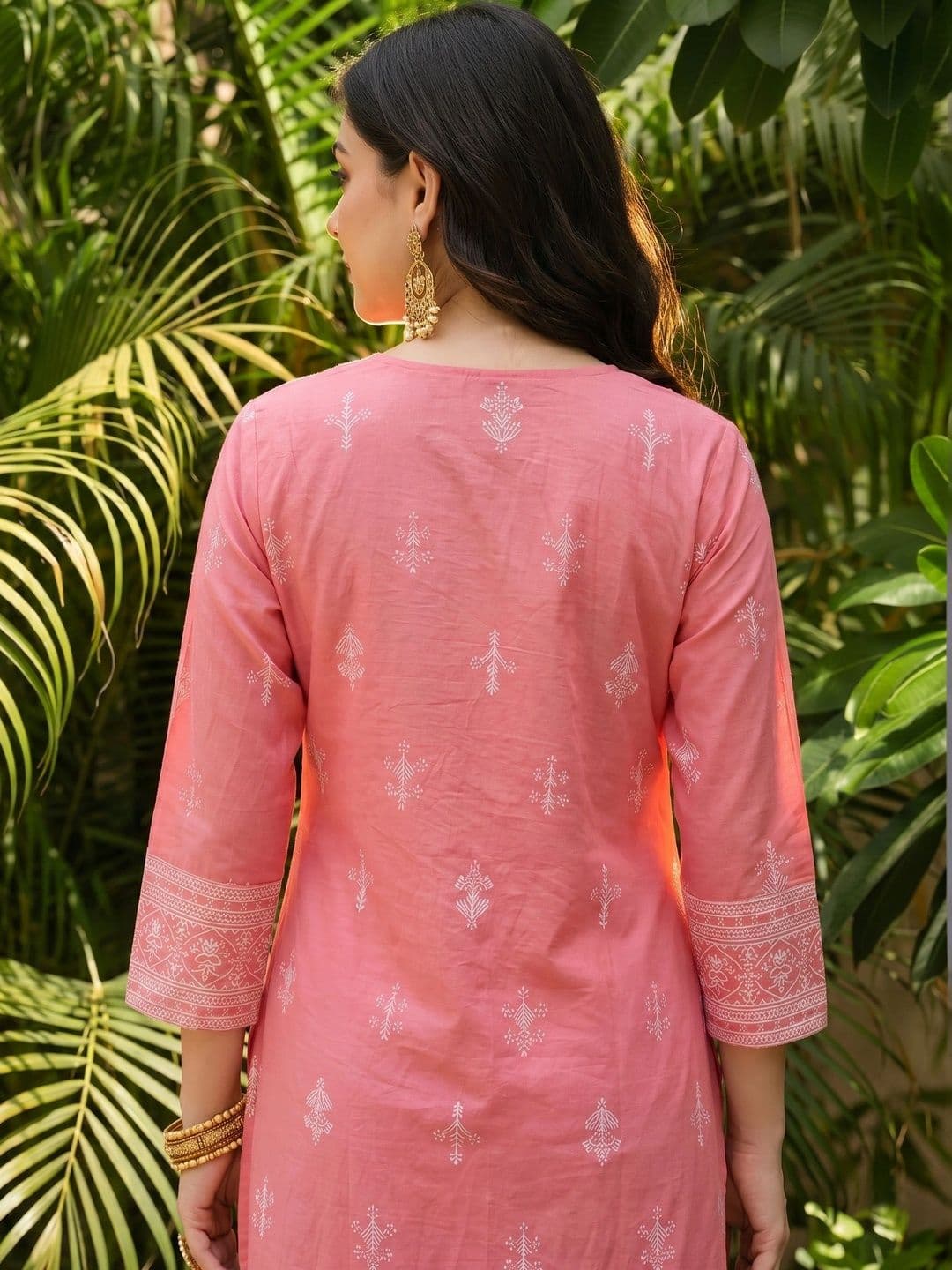 KJFAB Women Ethnic Motifs Embroidered Regular Chikankari Pure Cotton Kurta with Trousers thumbnail 2