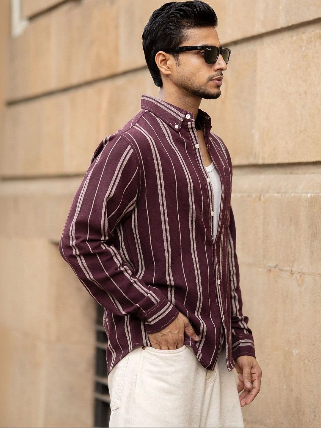 Powerlook Men Striped Spread Collar Cotton Casual Shirt thumbnail 5