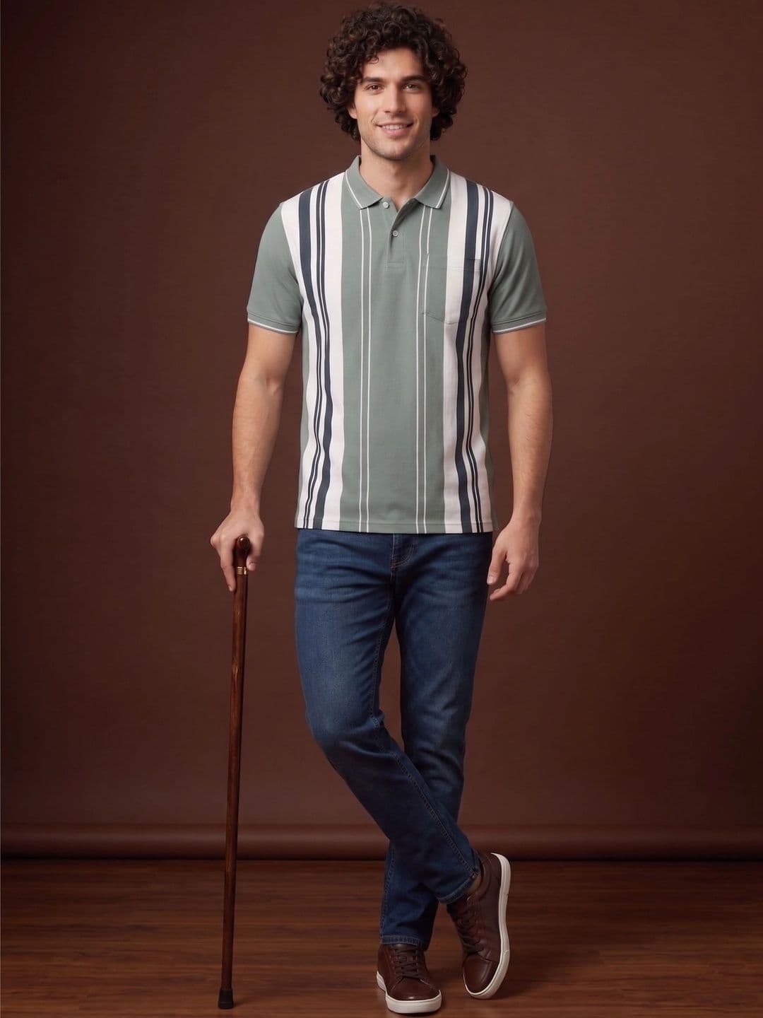 Roadster Men Striped Polo Collar Pockets T-shirt thumbnail 2