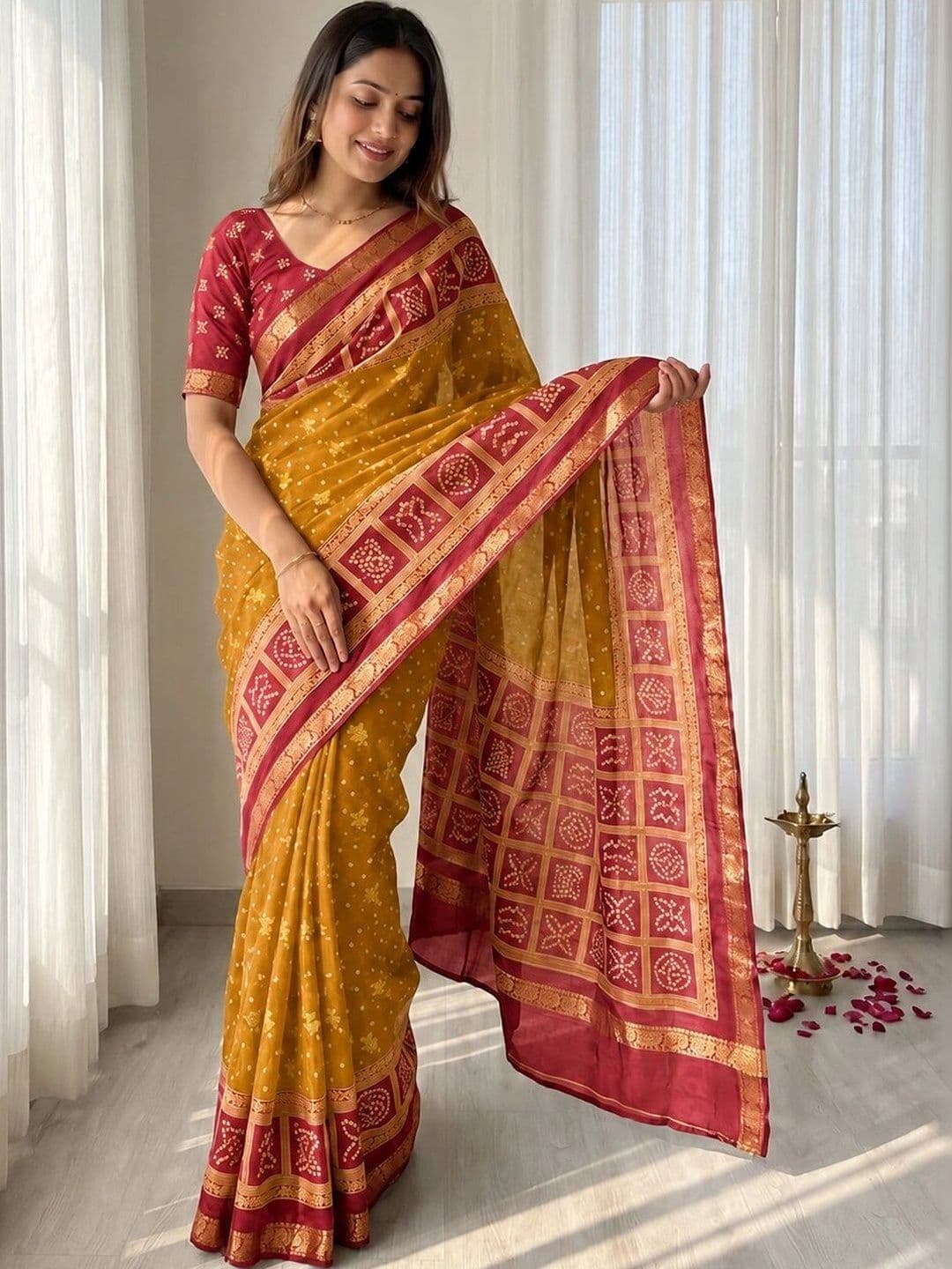 NARIVESH TRENDS Bandhani Zari Saree - view 1