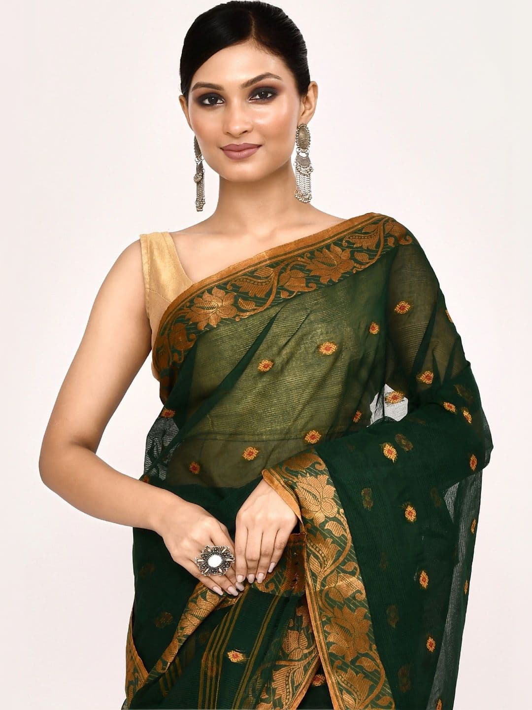TANTSHREE Woven Design Zari Pure Cotton Saree thumbnail 6