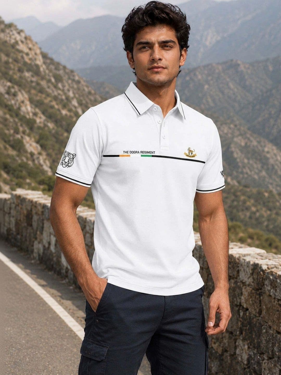 Warrior World Men Brand Logo Printed Polo Collar T-shirt thumbnail 2