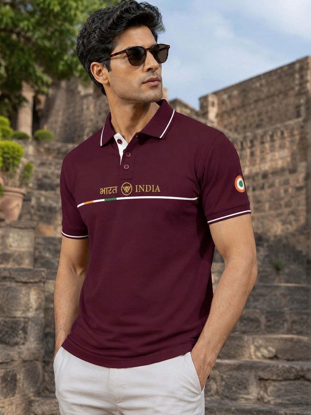 Warrior World Men Typography Printed Polo Collar Pure Cotton T-shirt thumbnail 4