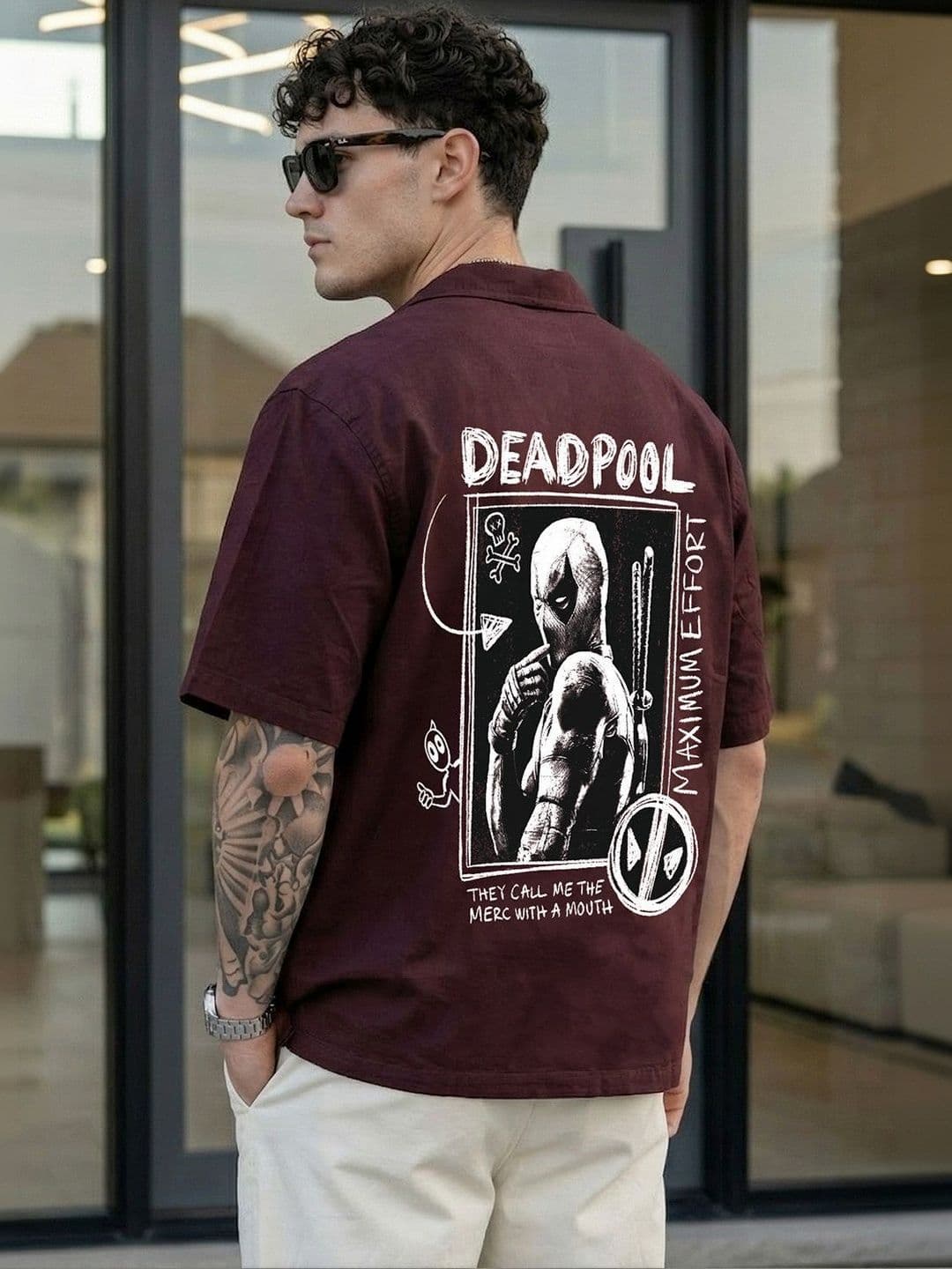 VEIRDO Oversized Camp Superhero Cotton Short Sleeves Fit Shirt thumbnail 2