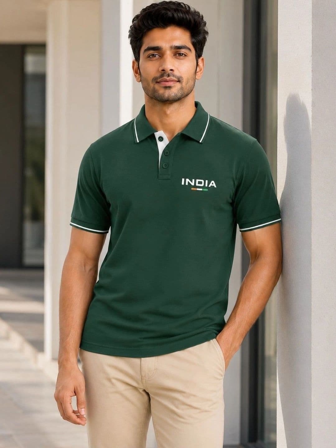 Warrior World Men Typography Polo Collar Pure Cotton T-shirt - view 1