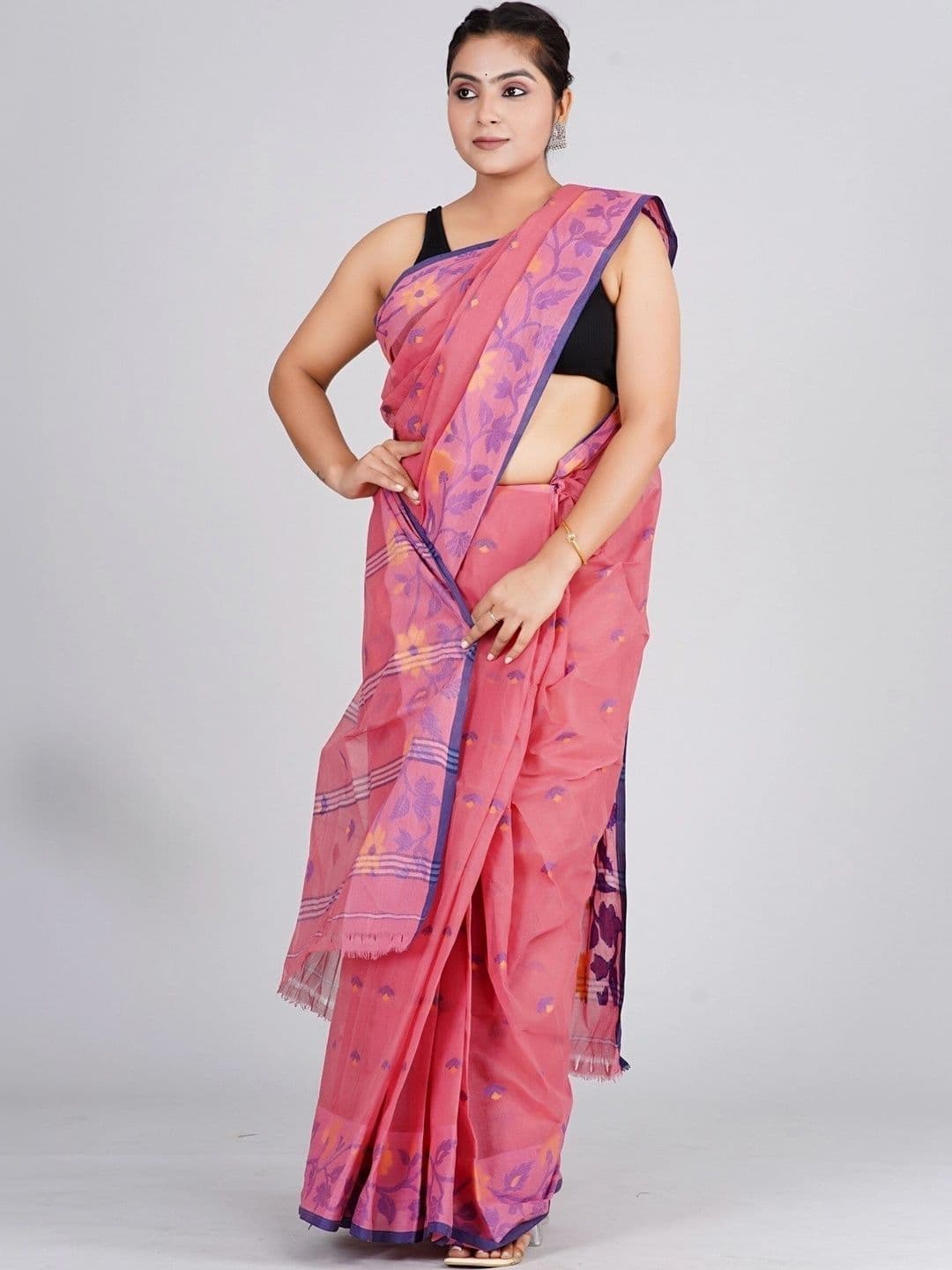 TANTSHREE Floral Pure Cotton Saree thumbnail 2