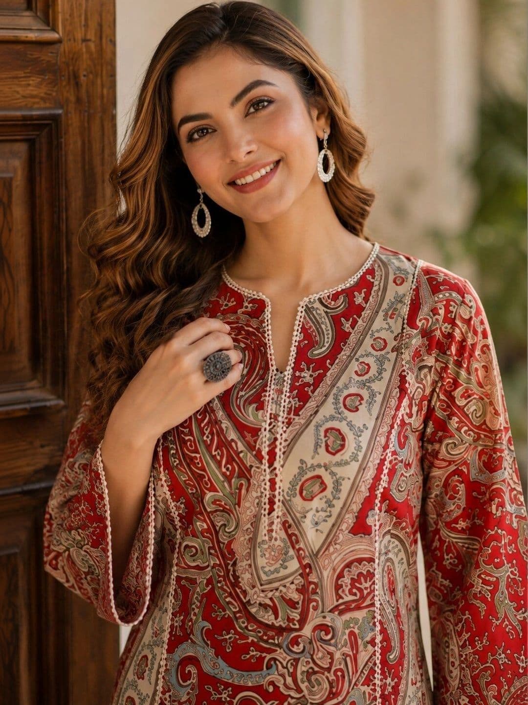 Tabeedah Women Paisley Printed Indie Prints Handloom Kurta - view 1