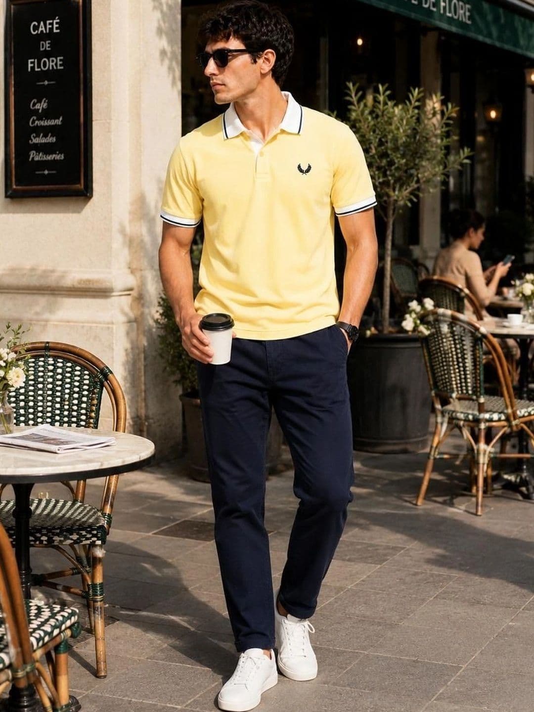Here & Now X Raves Men Brand Logo Polo Collar T-shirt thumbnail 5