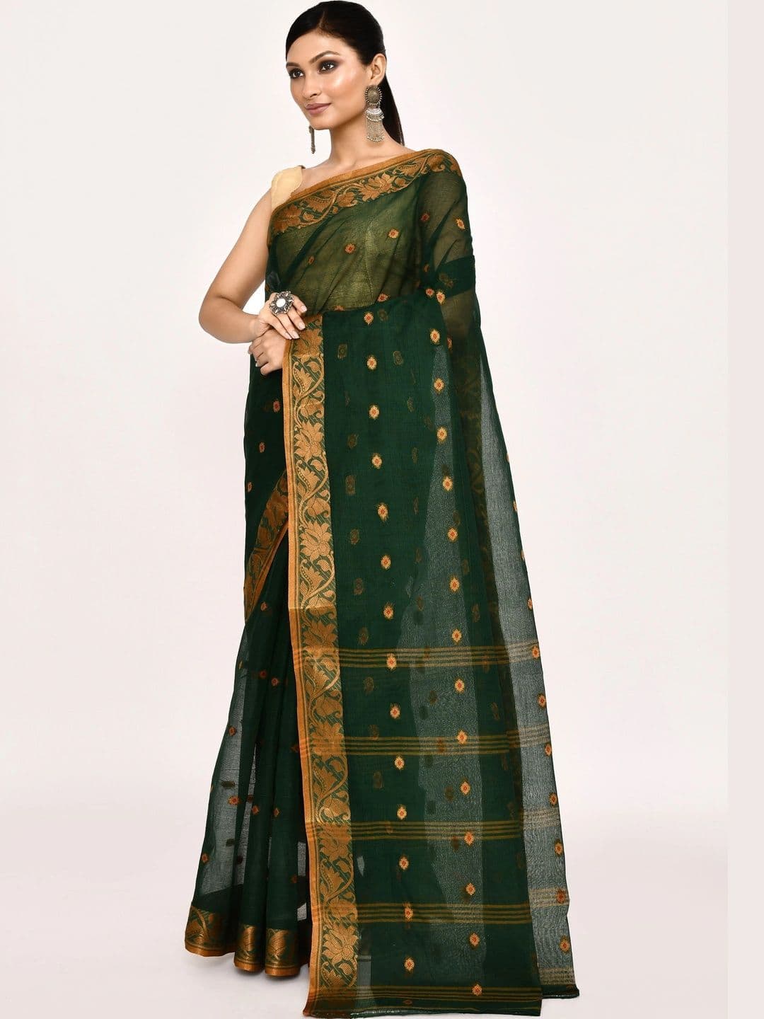 TANTSHREE Woven Design Zari Pure Cotton Saree thumbnail 2