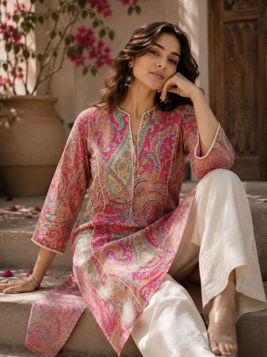 Tabeedah Women Paisley Printed Indie Prints Handloom Kurta thumbnail 3