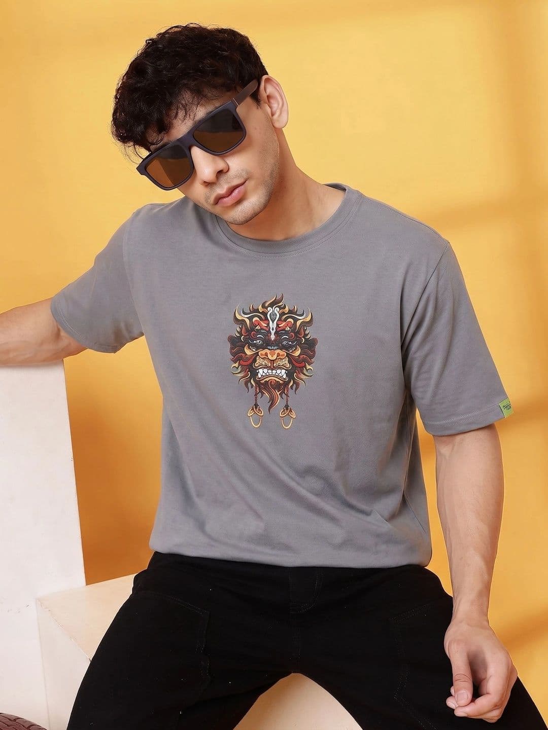 BAESD Men Printed Drop-Shoulder Sleeves T-shirt thumbnail 5