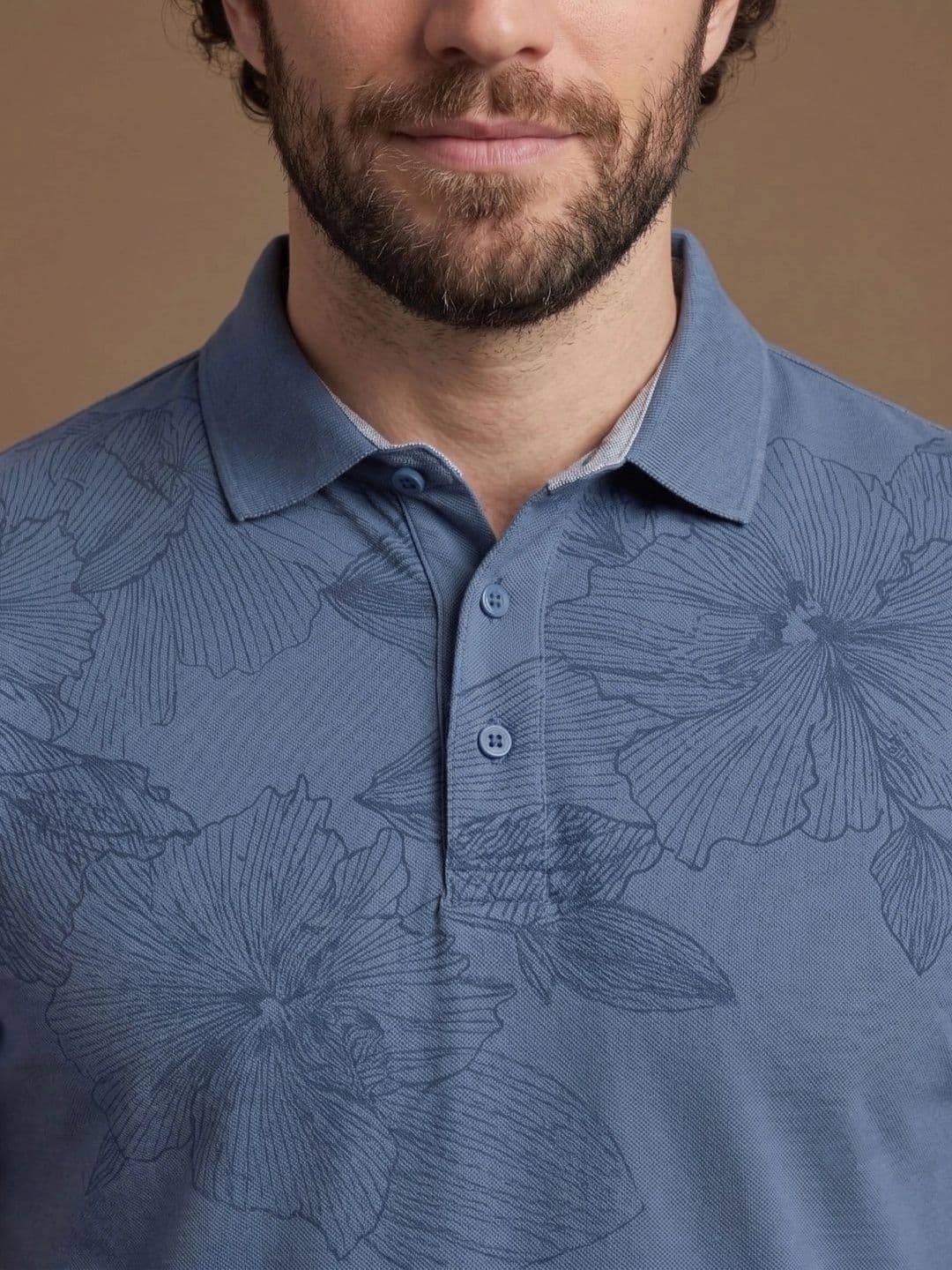 Roadster Men Floral Printed Polo Collar T-shirt thumbnail 4