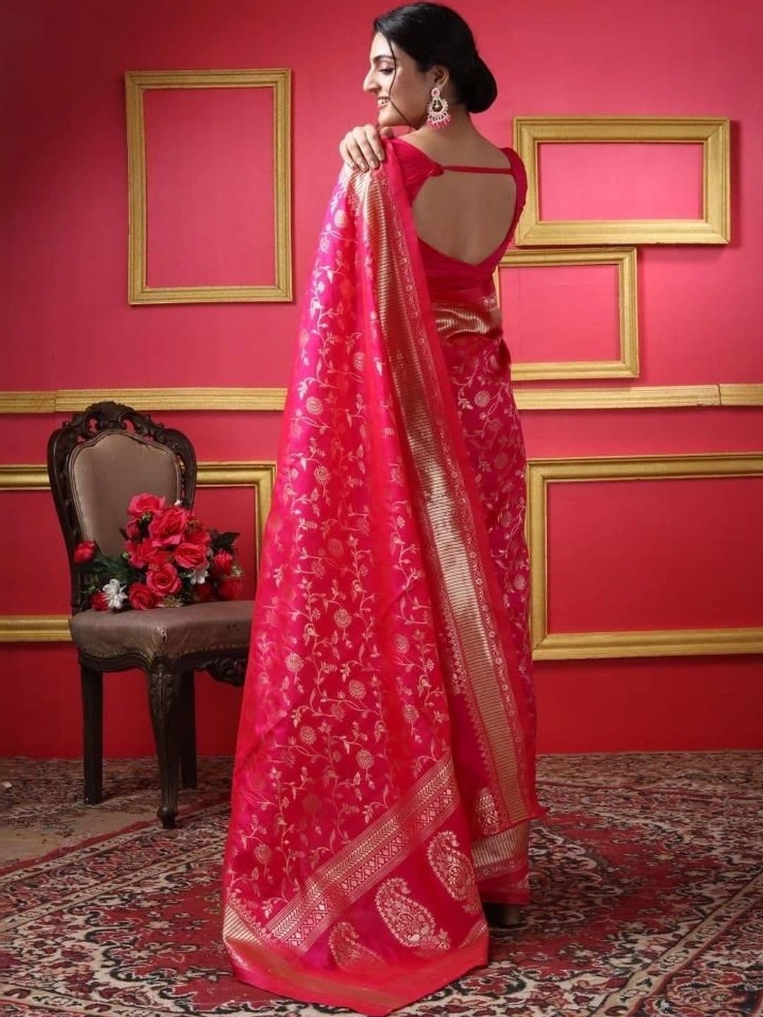 VYOM CREATION Woven Design Zari Art Silk Banarasi Saree thumbnail 3
