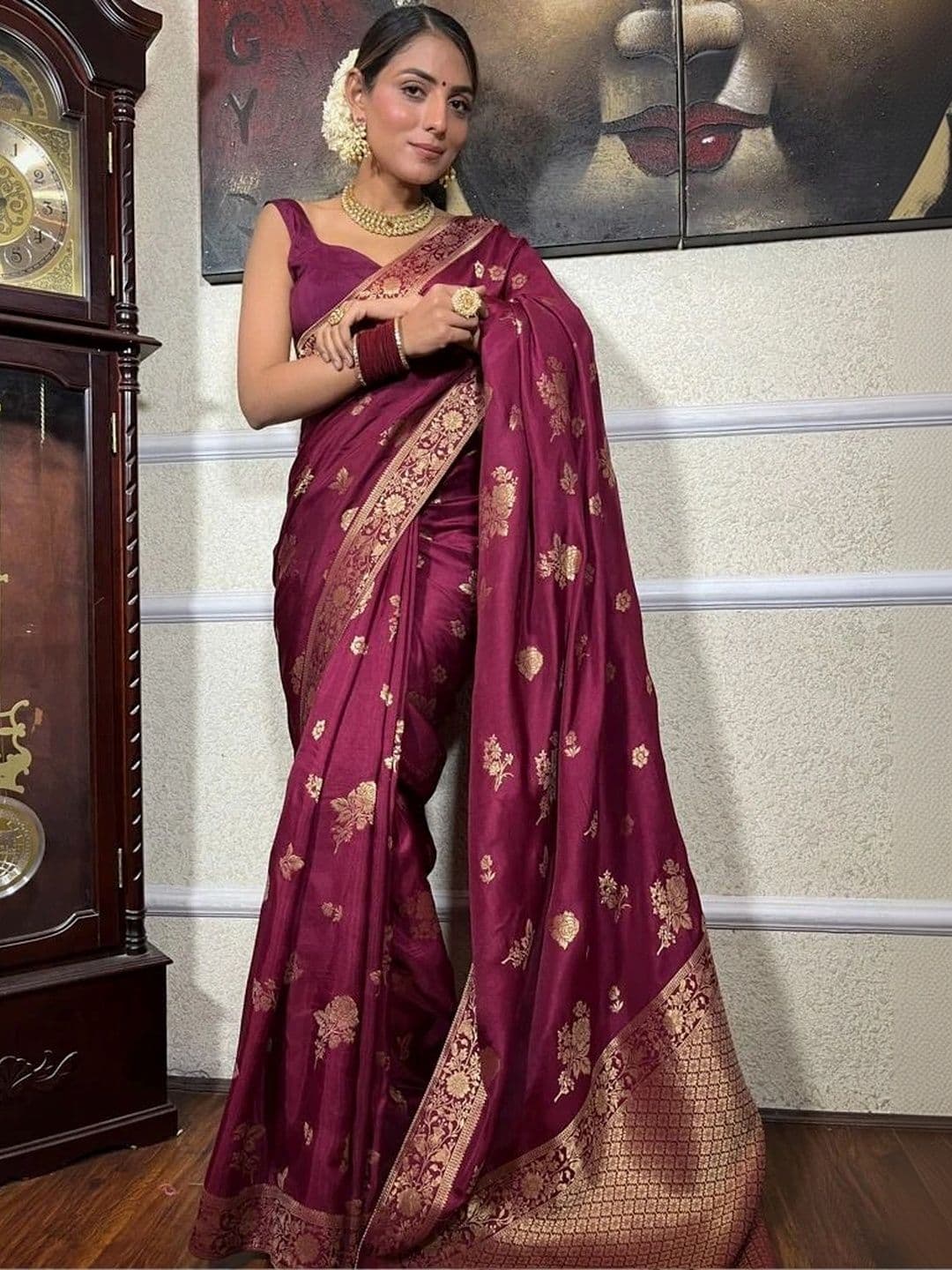 revika Woven Design Zari Art Silk Designer Kanjeevaram Saree thumbnail 7
