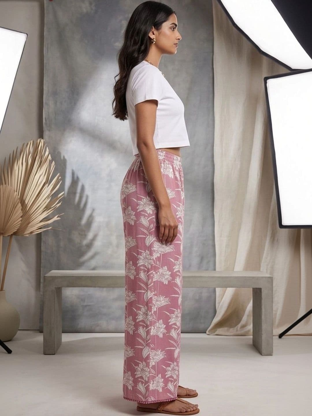 AVEE FASHION Women Floral Printed Knitted Ethnic Palazzos thumbnail 2