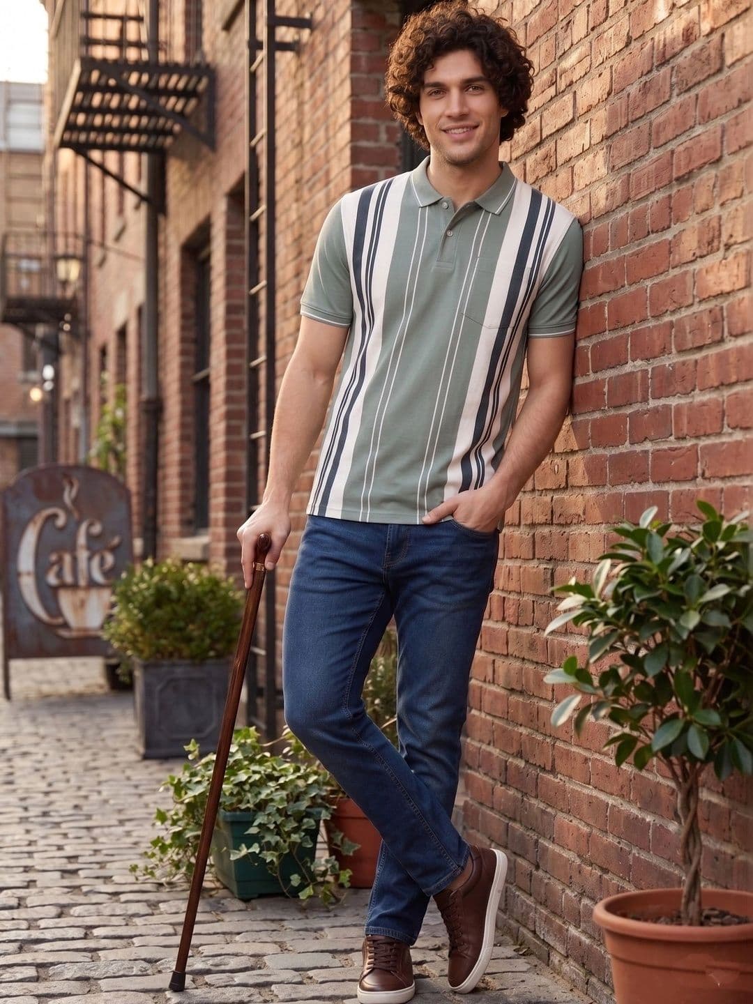 Roadster Men Striped Polo Collar Pockets T-shirt thumbnail 5