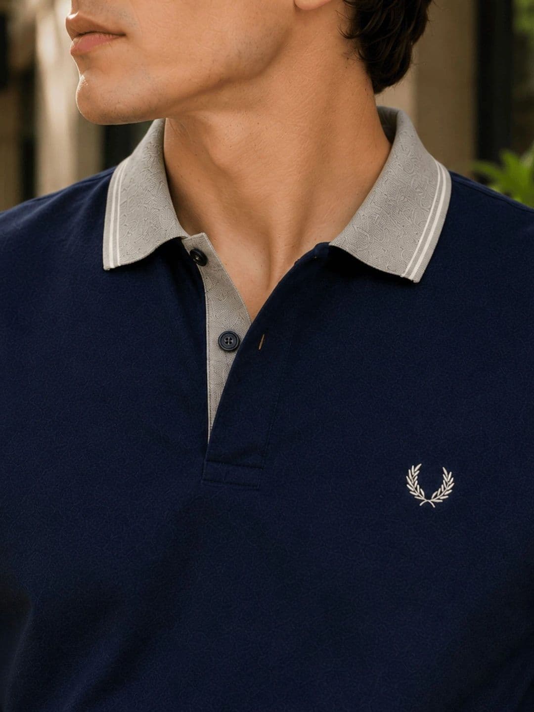 Here & Now X Raves Men Brand Logo Polo Collar T-shirt thumbnail 2
