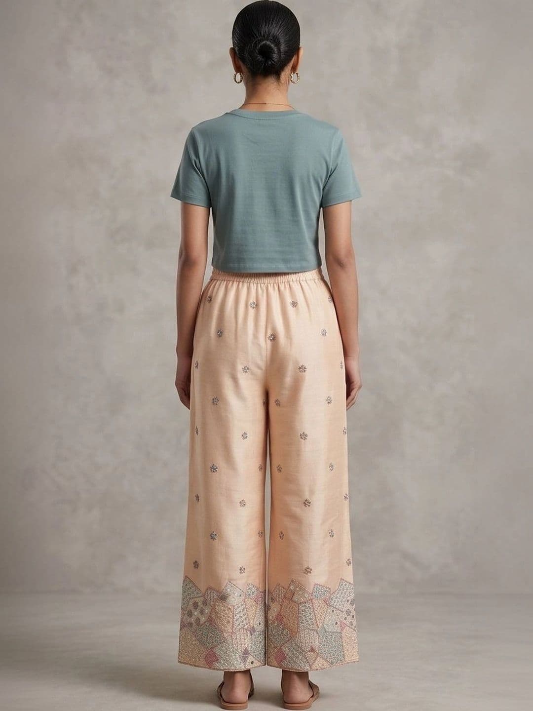AVEE FASHION Women Ethnic Motifs Embroidered Knitted Ethnic Palazzos thumbnail 3
