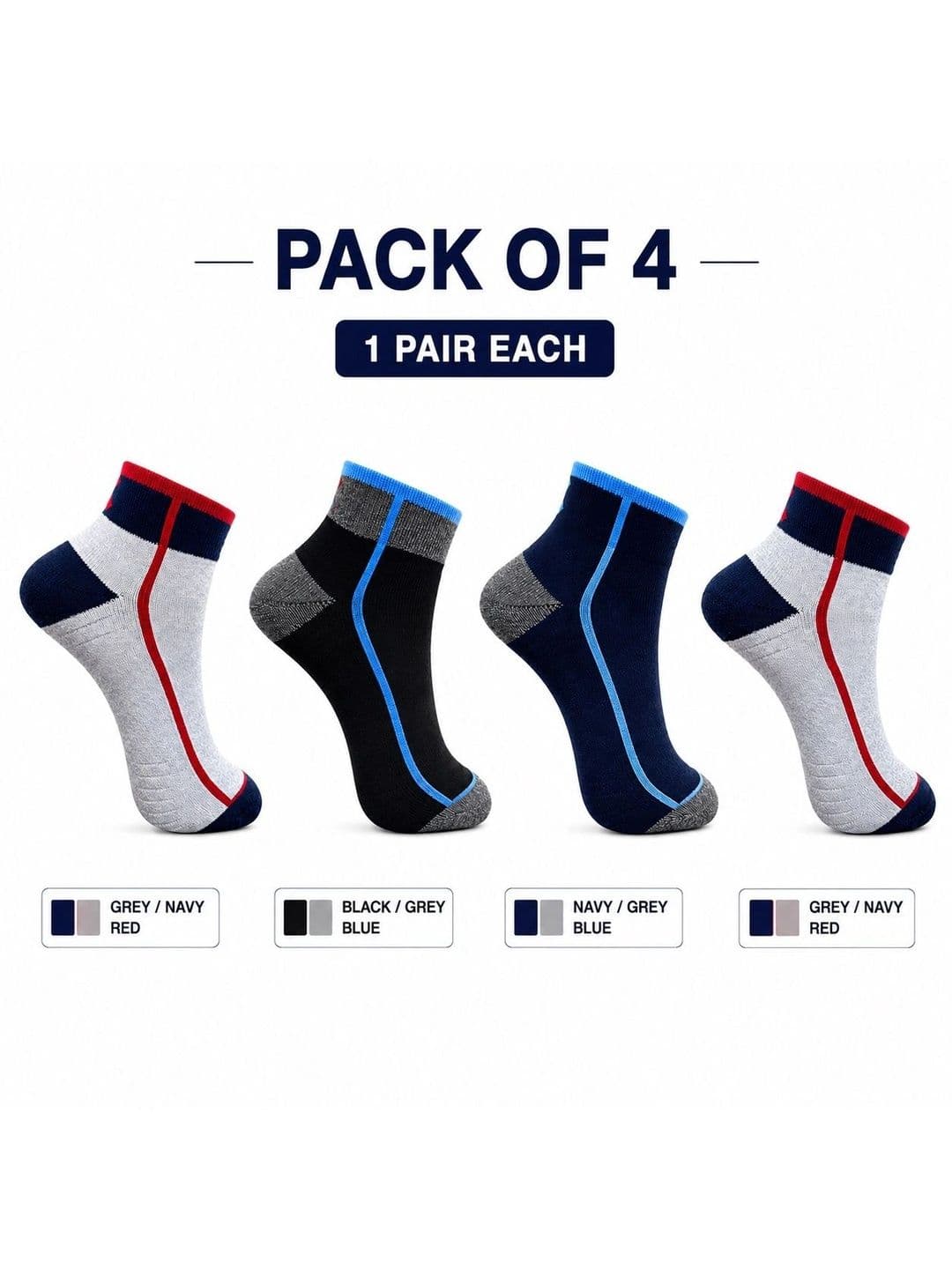 HRX by Hrithik Roshan Adults Pack Of 4 Striped Ankle Length Socks - view 1