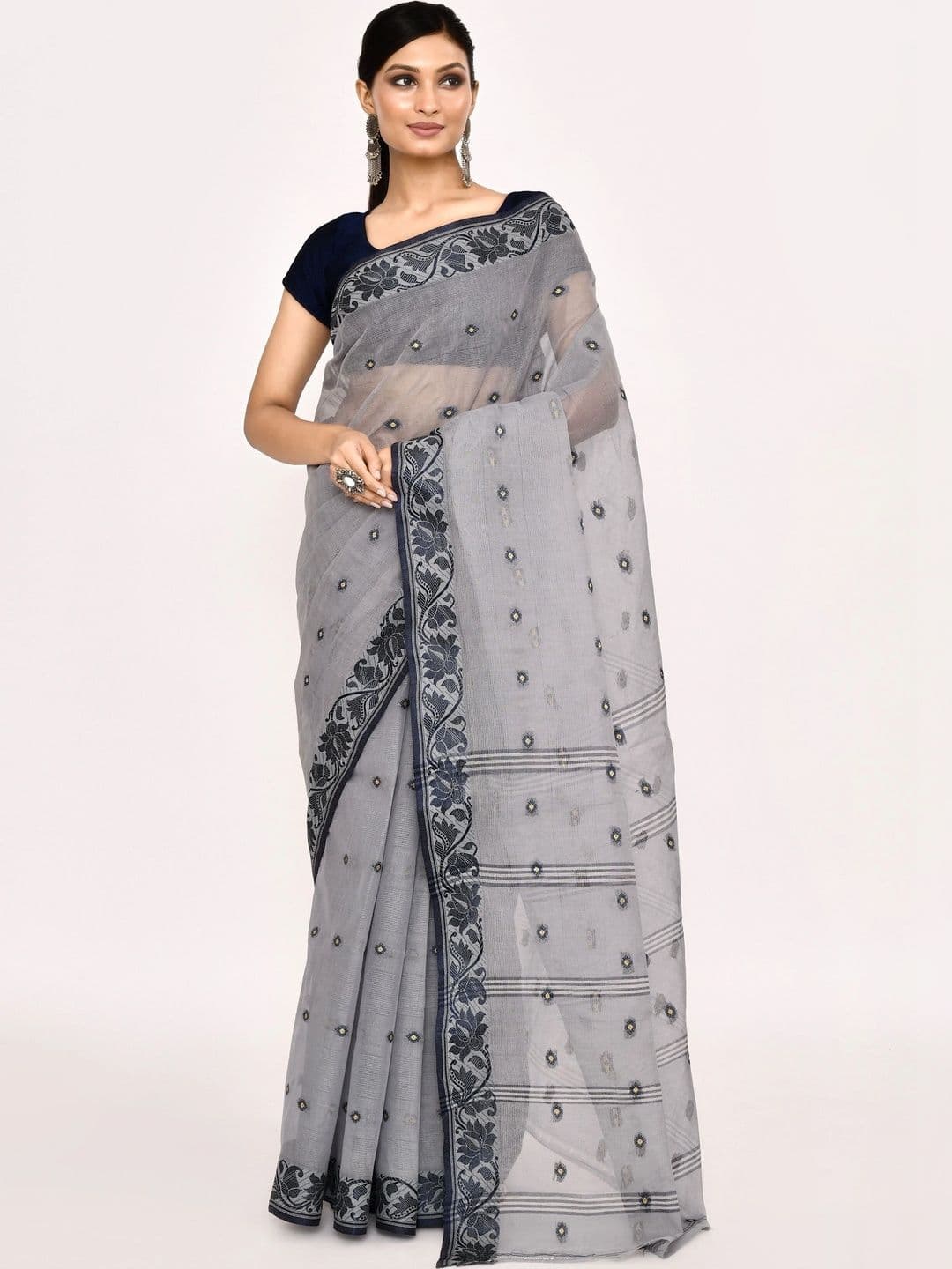 TANTSHREE Embroidered Pure Cotton Saree - view 1