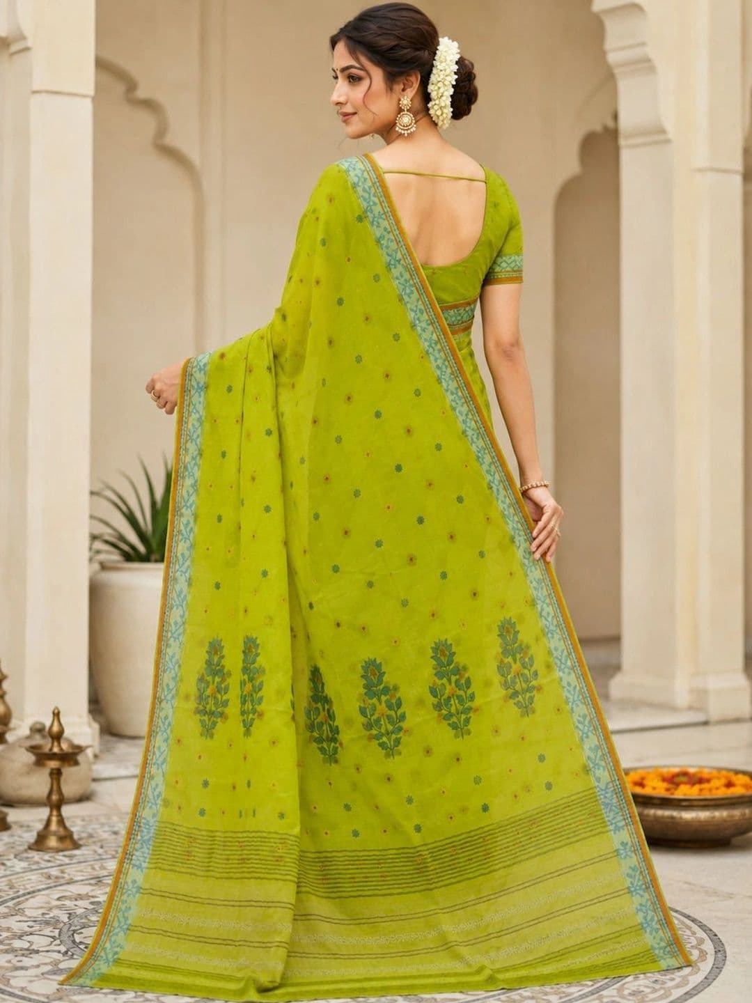 TANTSHREE Floral Pure Cotton Saree thumbnail 3