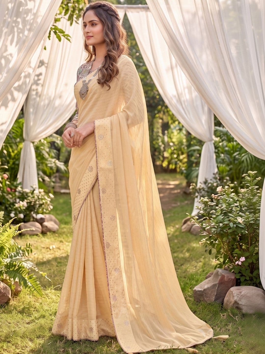 100 Dreams Embellished Beads and Stones Designer Saree thumbnail 5